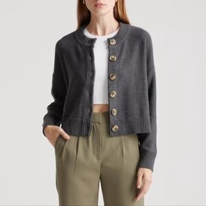 Quince Charcoal Button-Up Cardigan